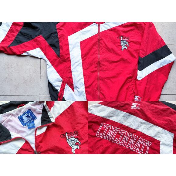Cincinnati UC Bearcats 90s Starter windbreaker STAR jacket XL red NCAA vintage - Picture 1 of 8